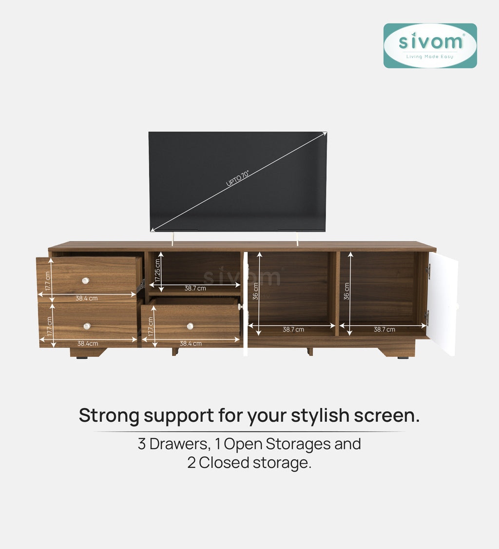 Sivom furniture SIVOM Metro Multipurpose TV Unit fits upto 43 inch with Storage Engineered Wood TV Entertainment Unit for Modern Homes | Elegant Design & Premium Finish