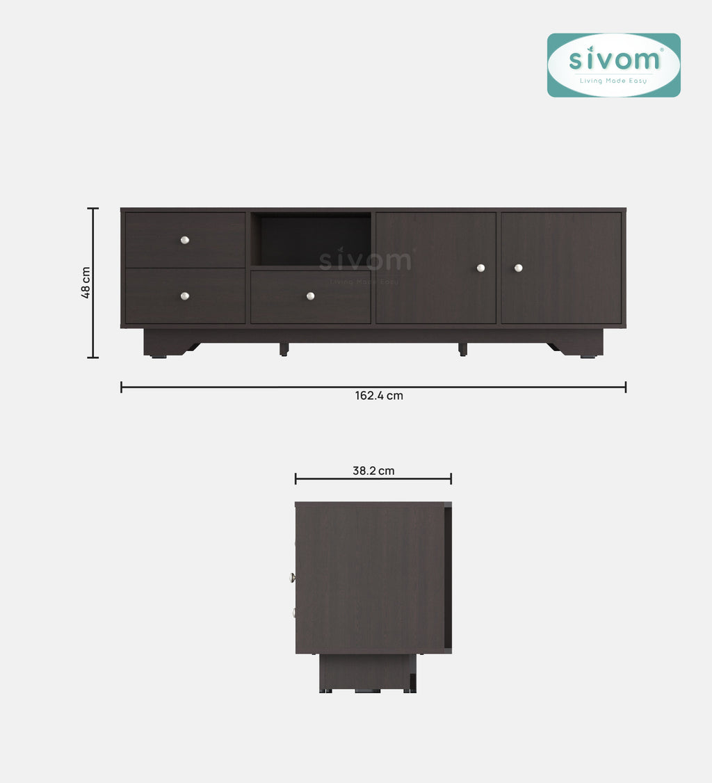Sivom furniture SIVOM Metro Multipurpose TV Unit fits upto 43 inch with Storage Engineered Wood TV Entertainment Unit for Modern Homes | Elegant Design & Premium Finish