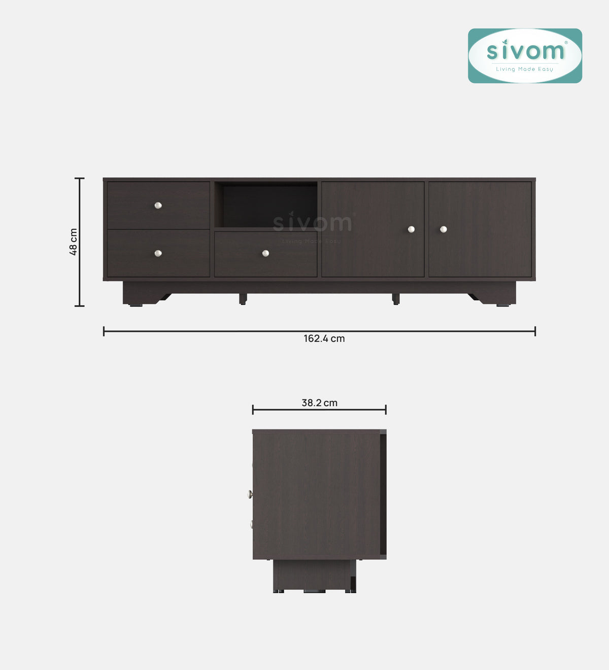 Sivom furniture SIVOM Metro Multipurpose TV Unit fits upto 43 inch with Storage Engineered Wood TV Entertainment Unit for Modern Homes | Elegant Design & Premium Finish