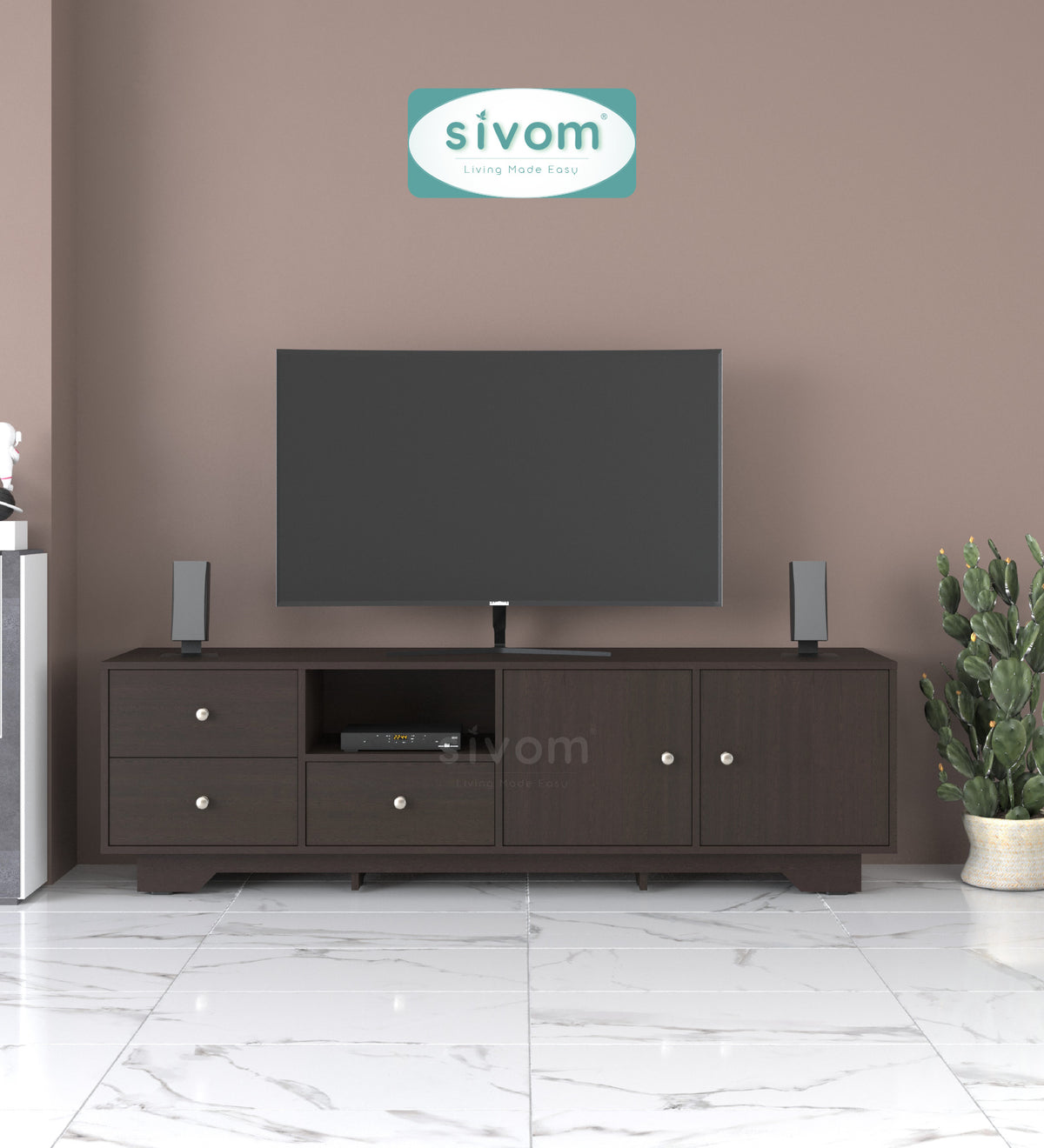Sivom furniture SIVOM Metro Multipurpose TV Unit fits upto 43 inch with Storage Engineered Wood TV Entertainment Unit for Modern Homes | Elegant Design & Premium Finish