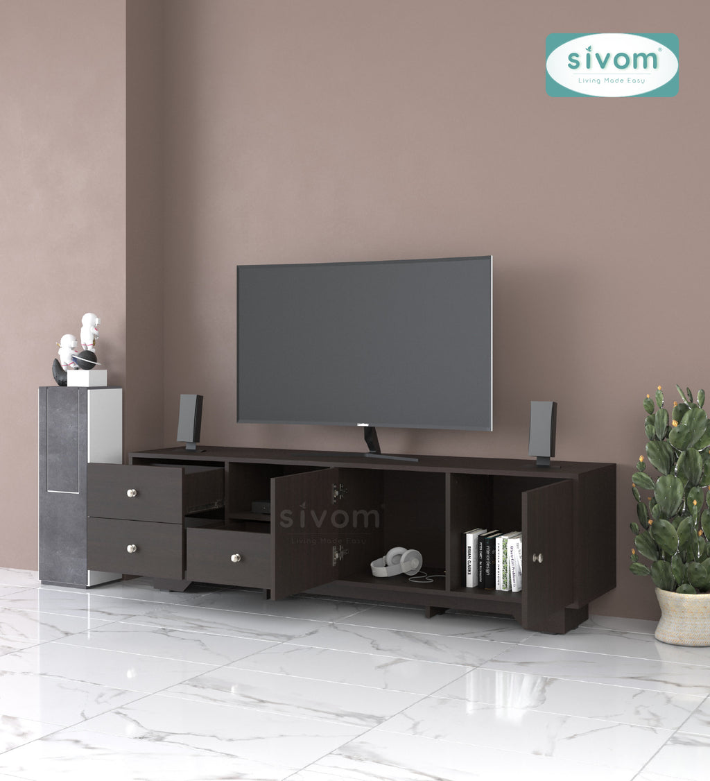 Sivom furniture SIVOM Metro Multipurpose TV Unit fits upto 43 inch with Storage Engineered Wood TV Entertainment Unit for Modern Homes | Elegant Design & Premium Finish