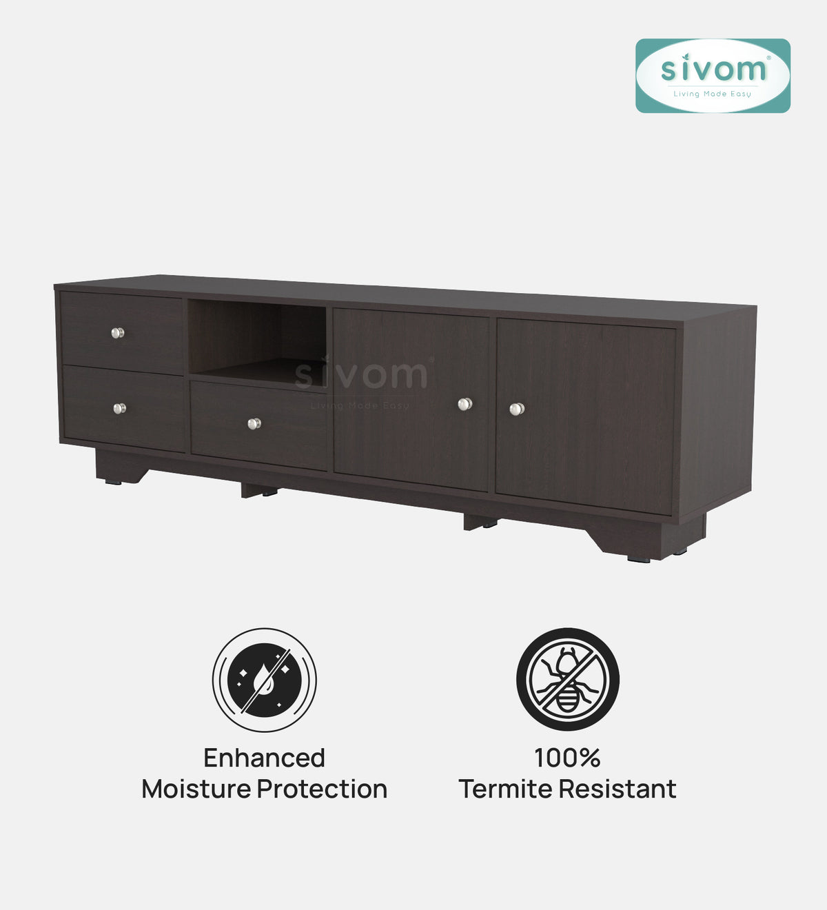 Sivom furniture SIVOM Metro Multipurpose TV Unit fits upto 43 inch with Storage Engineered Wood TV Entertainment Unit for Modern Homes | Elegant Design & Premium Finish