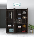 Sivom SIVOM Mezza Multipurpose 4 Door Closet Engineered Wood 4 Door Wardrobe for Modern Homes | Elegant Design & Premium Finish