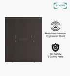 Sivom SIVOM Mezza Multipurpose 4 Door Closet Engineered Wood 4 Door Wardrobe for Modern Homes | Elegant Design & Premium Finish
