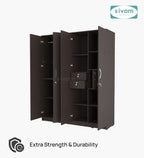 Sivom SIVOM Mezza Multipurpose 4 Door Closet Engineered Wood 4 Door Wardrobe for Modern Homes | Elegant Design & Premium Finish