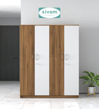 Sivom SIVOM Mezza Multipurpose 4 Door Closet Engineered Wood 4 Door Wardrobe for Modern Homes | Elegant Design & Premium Finish