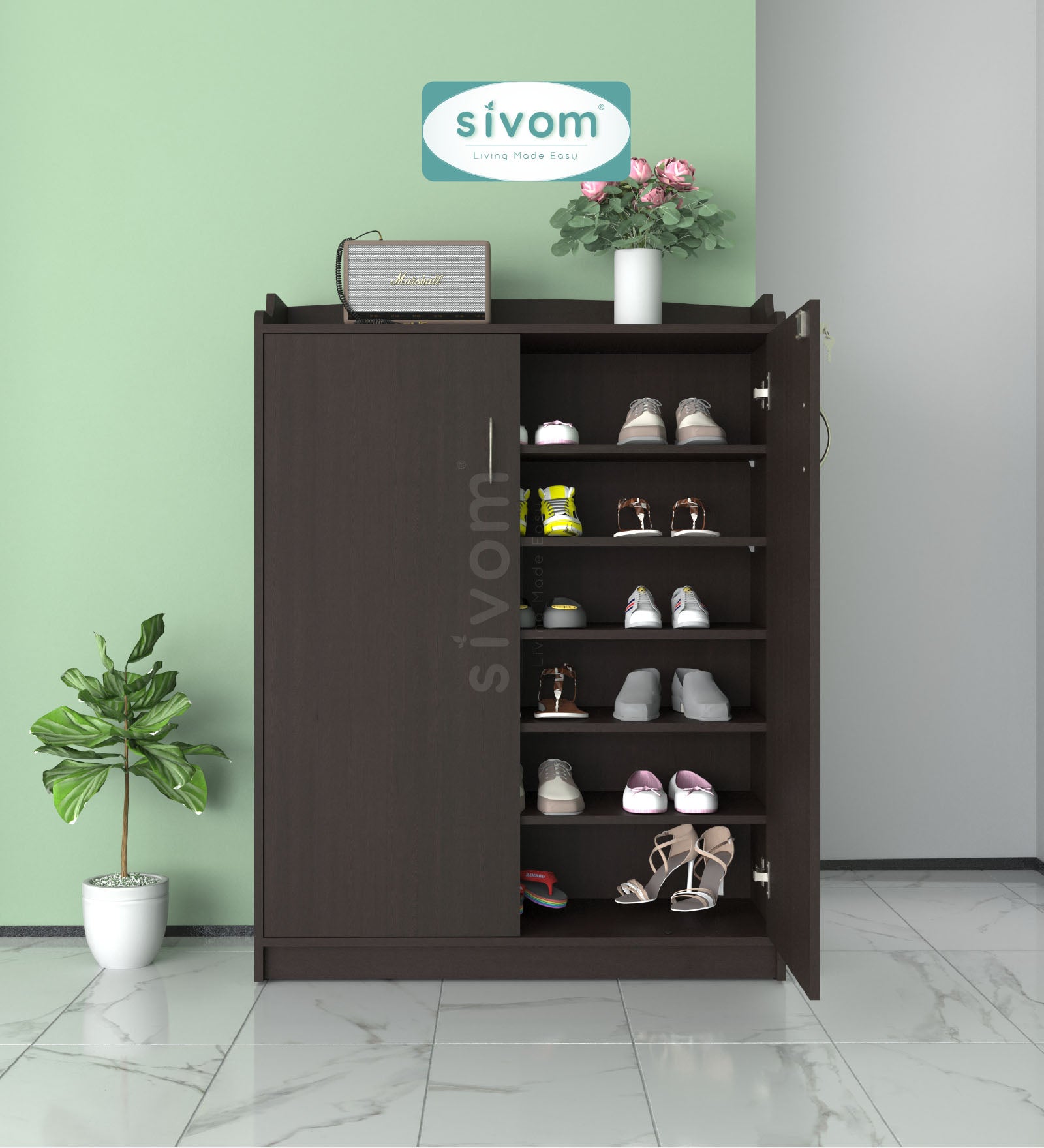SIVOM Mister Engineered Wood Shoe Rack (, 4 Shelves, Knock Down) for Modern Homes | Elegant Design & Premium Finish