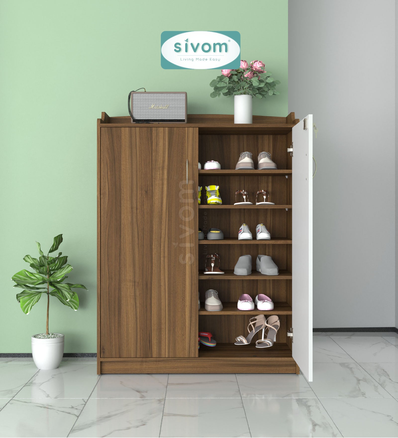 SIVOM Mister Engineered Wood Shoe Rack (, 4 Shelves, Knock Down) for Modern Homes | Elegant Design & Premium Finish
