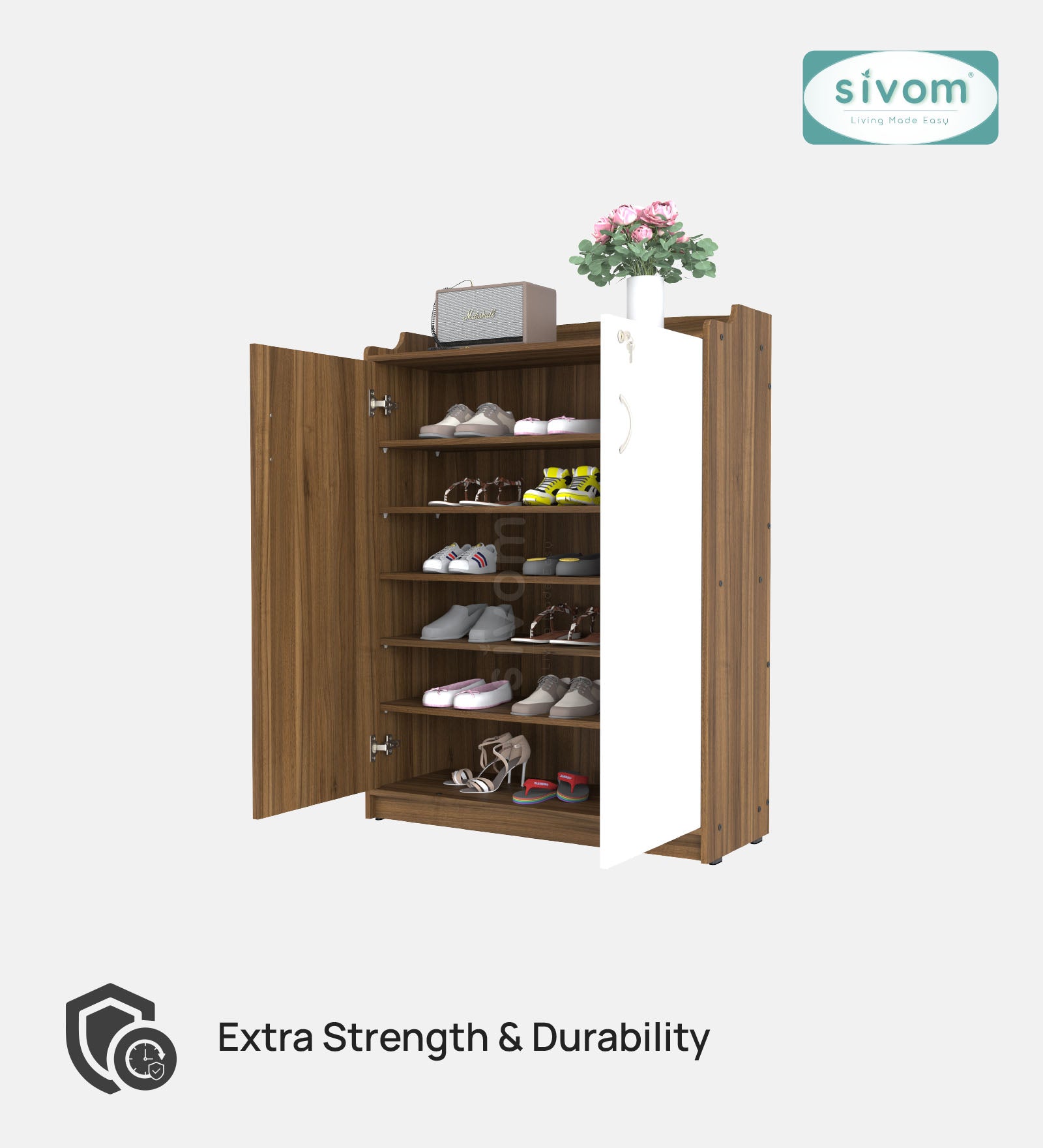 SIVOM Mister Engineered Wood Shoe Rack (, 4 Shelves, Knock Down) for Modern Homes | Elegant Design & Premium Finish