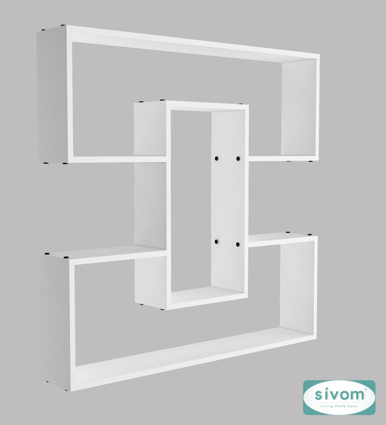 Sivom SIVOM MIZZ Multipurpose Modular Wall Racks/Shelves/Organiser/Décor Particle Board Wall Shelf (Number of Shelves - 6, ) for Modern Homes | Elegant Design & Premium Finish