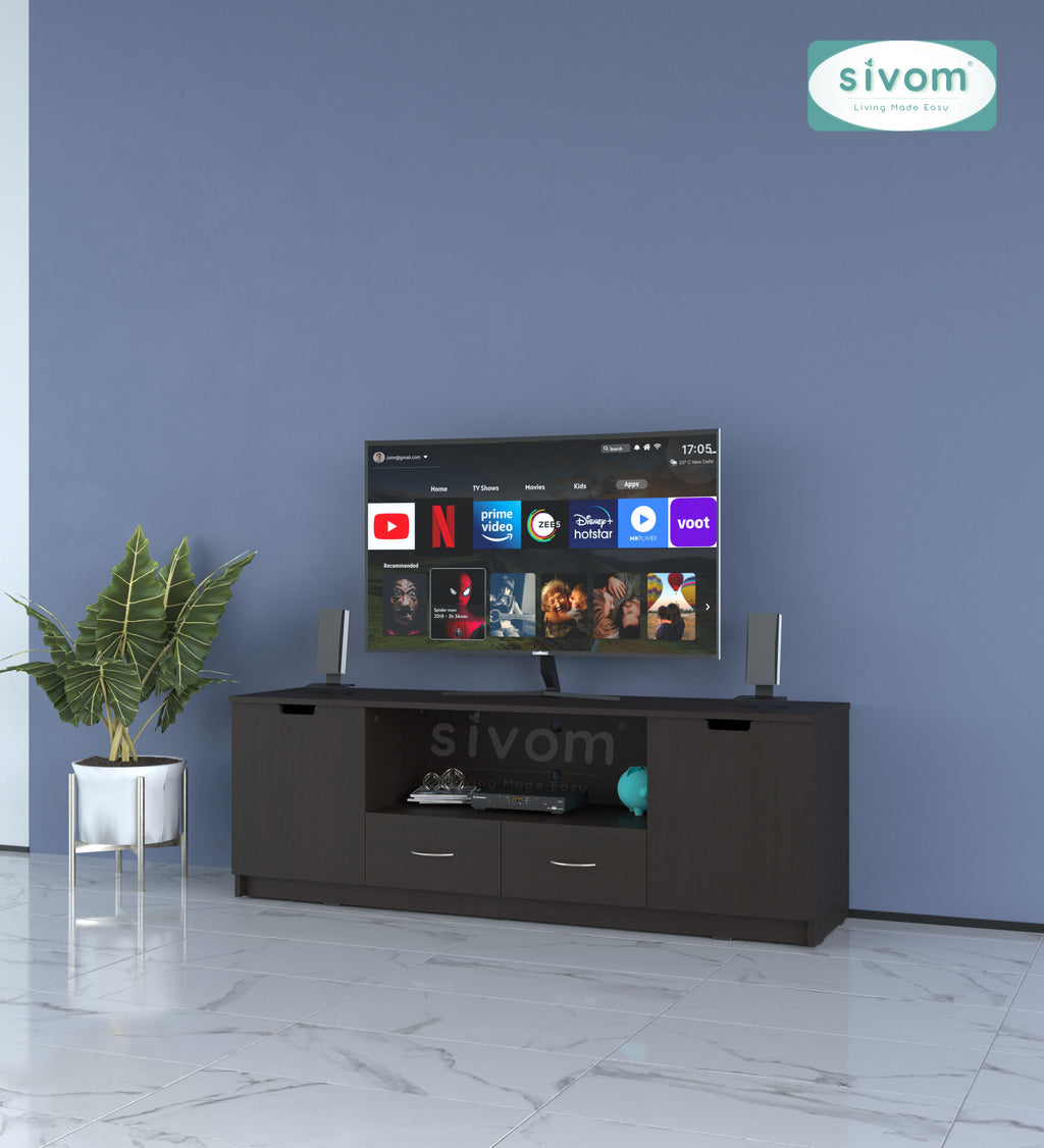 Sivom SIVOM Morgan Multipurpose TV Unit fits upto 43 inch with Storage Engineered Wood TV Entertainment Unit for Modern Homes | Elegant Design & Premium Finish