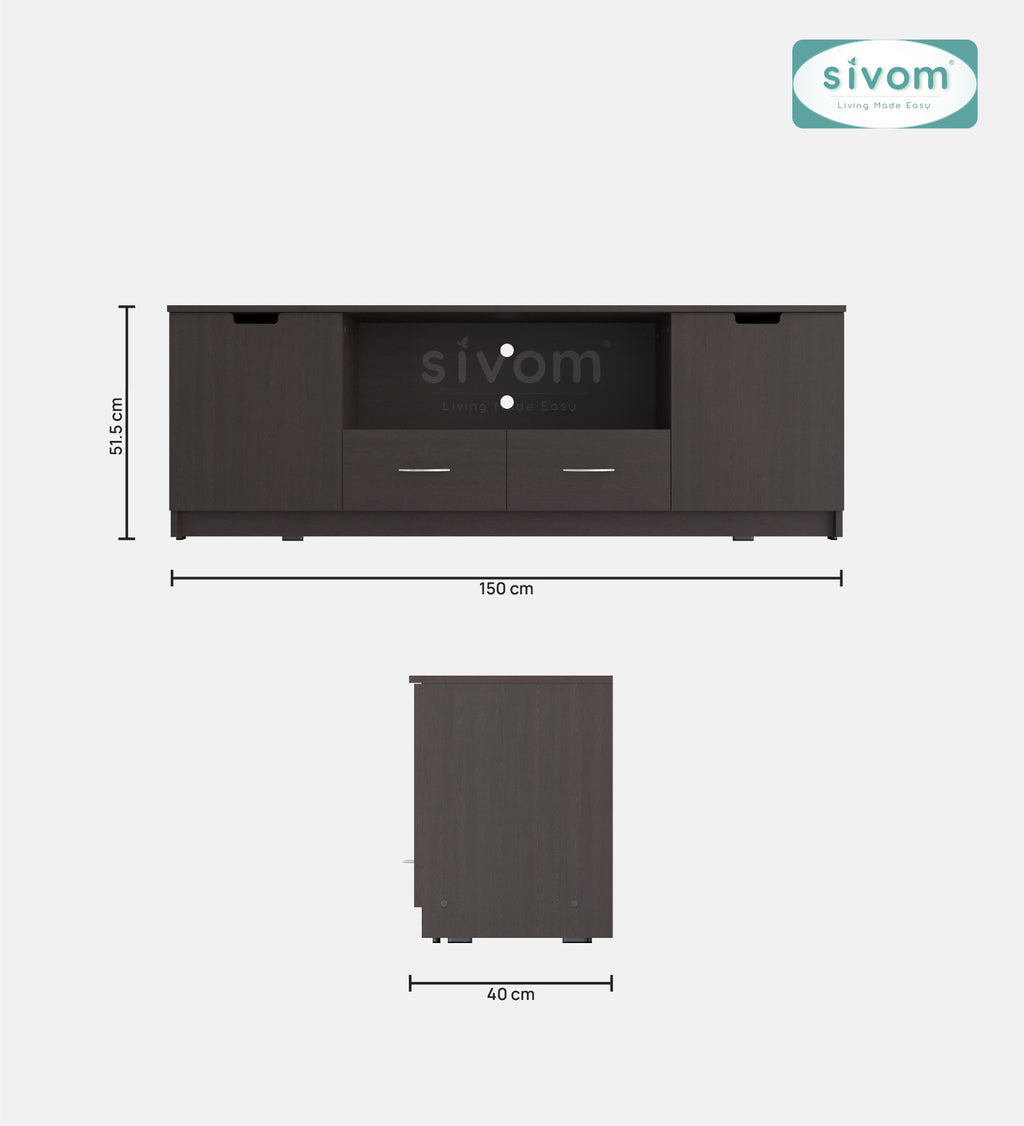 Sivom SIVOM Morgan Multipurpose TV Unit fits upto 43 inch with Storage Engineered Wood TV Entertainment Unit for Modern Homes | Elegant Design & Premium Finish