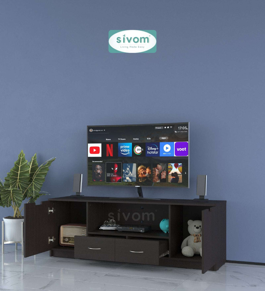 Sivom SIVOM Morgan Multipurpose TV Unit fits upto 43 inch with Storage Engineered Wood TV Entertainment Unit for Modern Homes | Elegant Design & Premium Finish