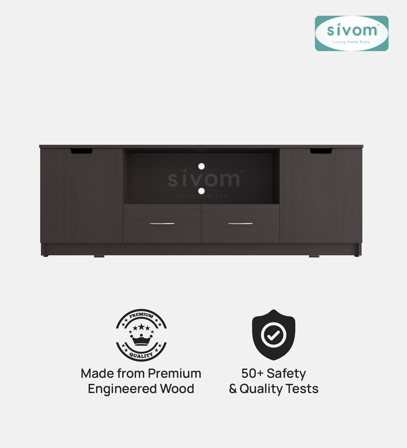 Sivom SIVOM Morgan Multipurpose TV Unit fits upto 43 inch with Storage Engineered Wood TV Entertainment Unit for Modern Homes | Elegant Design & Premium Finish