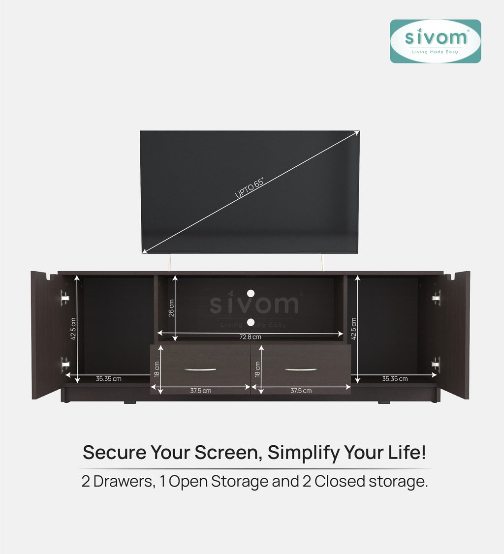 Sivom SIVOM Morgan Multipurpose TV Unit fits upto 43 inch with Storage Engineered Wood TV Entertainment Unit for Modern Homes | Elegant Design & Premium Finish
