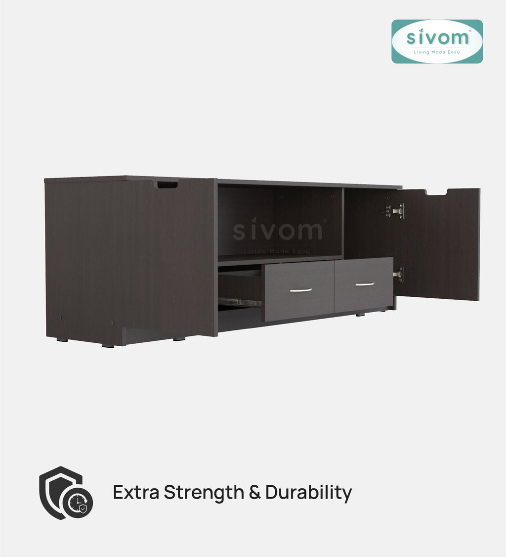 Sivom SIVOM Morgan Multipurpose TV Unit fits upto 43 inch with Storage Engineered Wood TV Entertainment Unit for Modern Homes | Elegant Design & Premium Finish