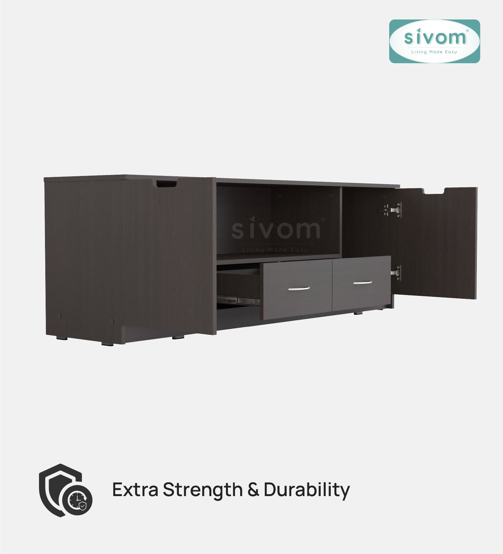 Sivom SIVOM Morgan Multipurpose TV Unit fits upto 43 inch with Storage Engineered Wood TV Entertainment Unit for Modern Homes | Elegant Design & Premium Finish