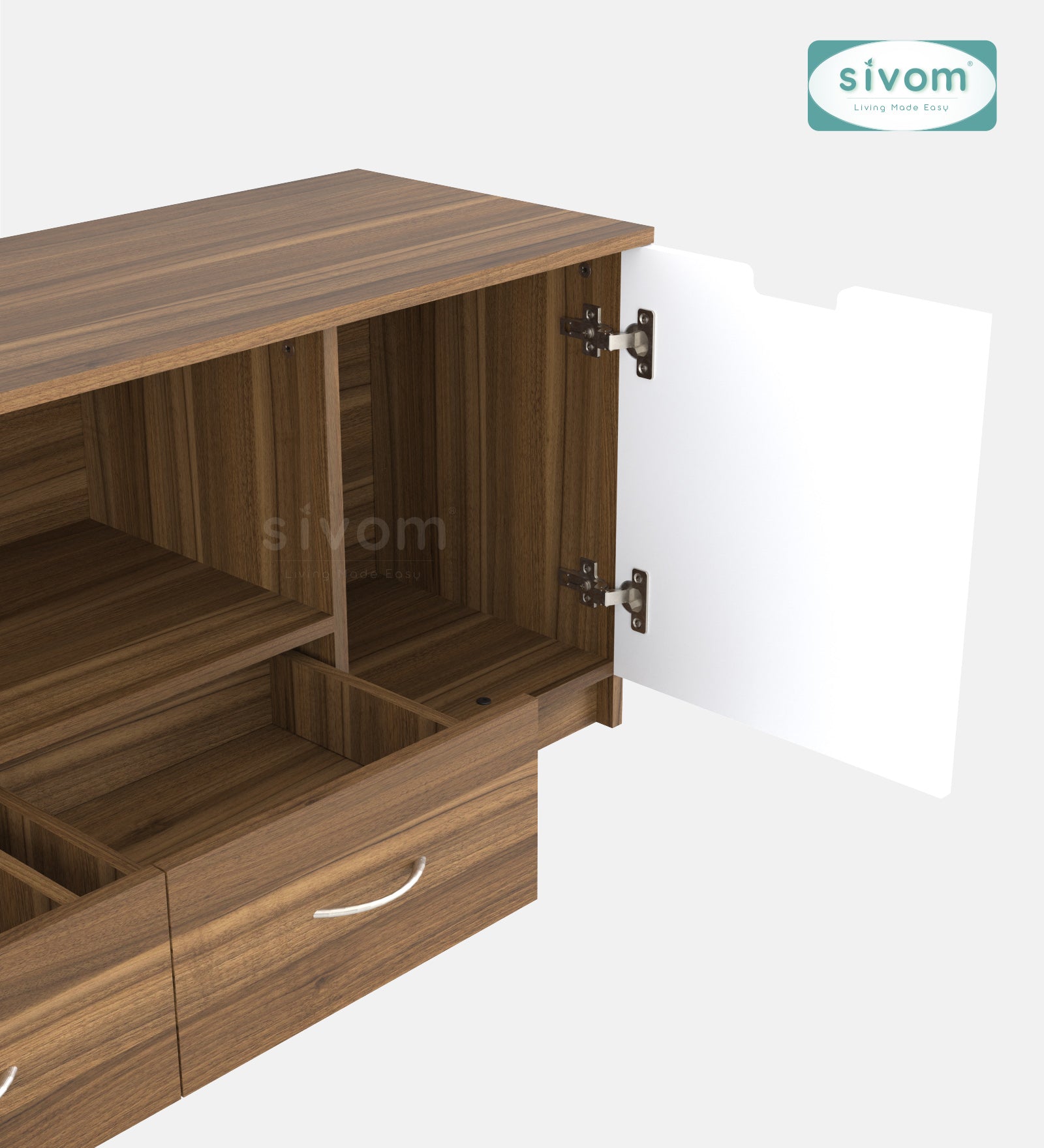 Sivom SIVOM Morgan Multipurpose TV Unit fits upto 43 inch with Storage Engineered Wood TV Entertainment Unit for Modern Homes | Elegant Design & Premium Finish