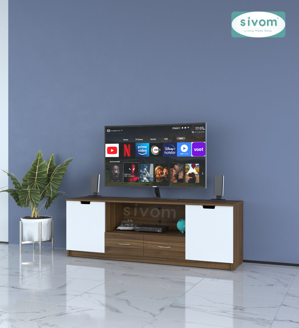 Sivom SIVOM Morgan Multipurpose TV Unit fits upto 43 inch with Storage Engineered Wood TV Entertainment Unit for Modern Homes | Elegant Design & Premium Finish