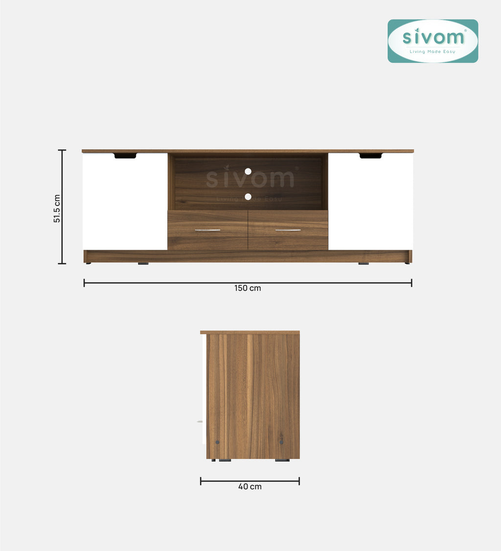 Sivom SIVOM Morgan Multipurpose TV Unit fits upto 43 inch with Storage Engineered Wood TV Entertainment Unit for Modern Homes | Elegant Design & Premium Finish