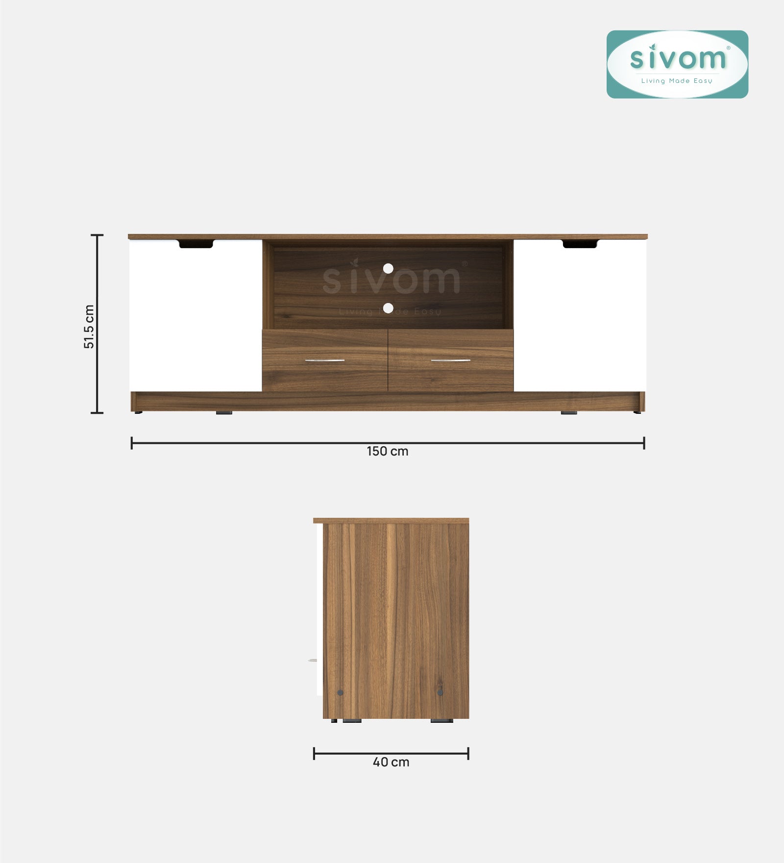 Sivom SIVOM Morgan Multipurpose TV Unit fits upto 43 inch with Storage Engineered Wood TV Entertainment Unit for Modern Homes | Elegant Design & Premium Finish