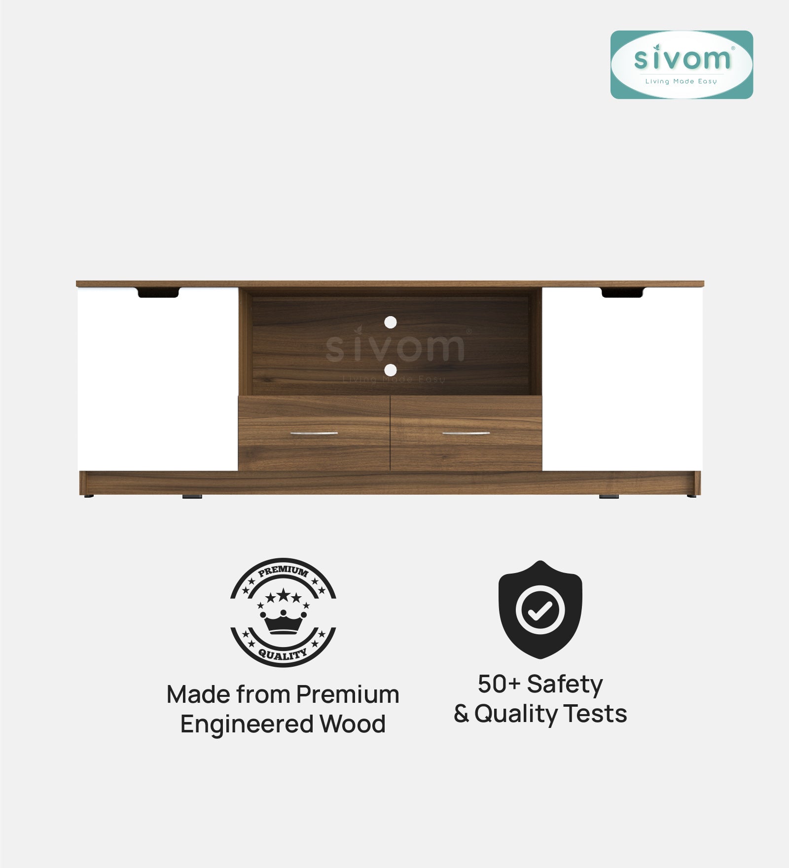 Sivom SIVOM Morgan Multipurpose TV Unit fits upto 43 inch with Storage Engineered Wood TV Entertainment Unit for Modern Homes | Elegant Design & Premium Finish