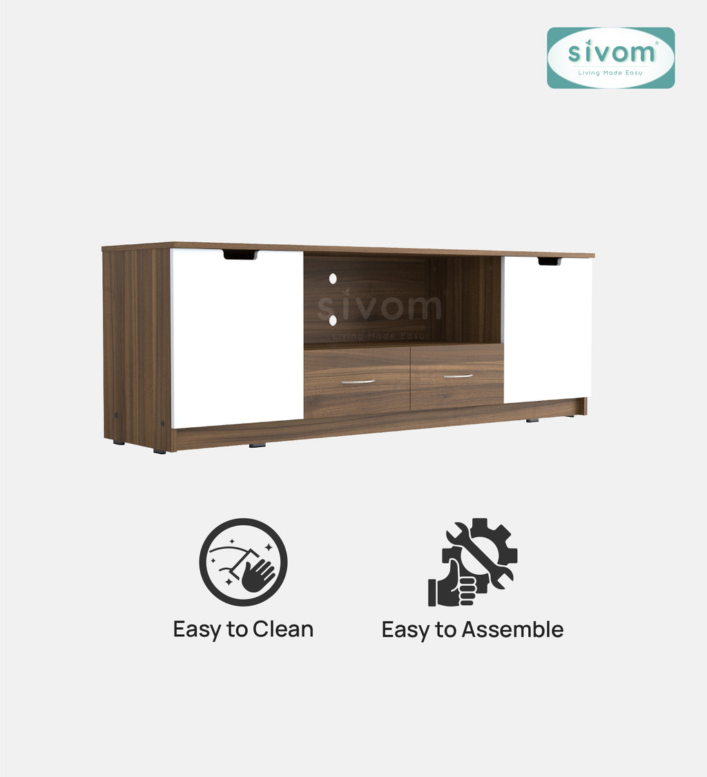 Sivom SIVOM Morgan Multipurpose TV Unit fits upto 43 inch with Storage Engineered Wood TV Entertainment Unit for Modern Homes | Elegant Design & Premium Finish