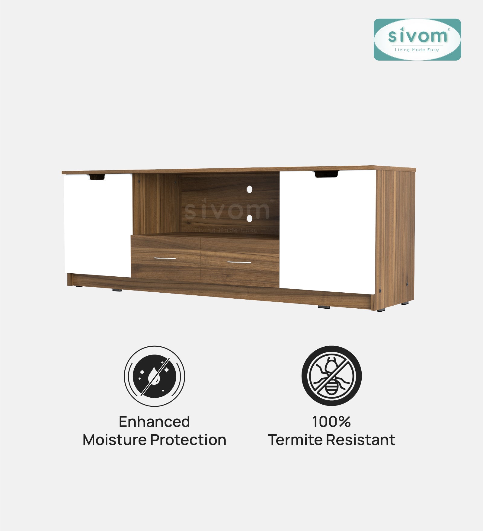 Sivom SIVOM Morgan Multipurpose TV Unit fits upto 43 inch with Storage Engineered Wood TV Entertainment Unit for Modern Homes | Elegant Design & Premium Finish