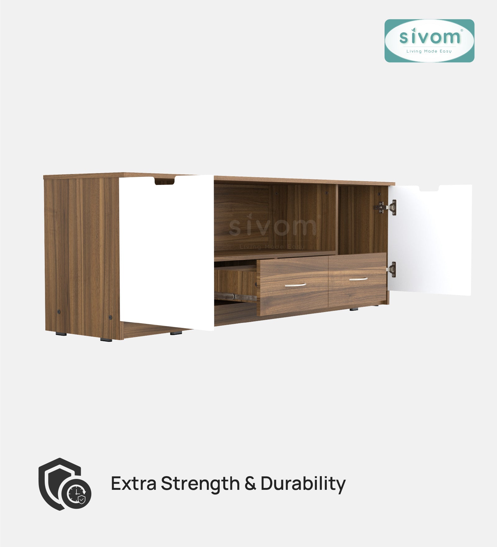 Sivom SIVOM Morgan Multipurpose TV Unit fits upto 43 inch with Storage Engineered Wood TV Entertainment Unit for Modern Homes | Elegant Design & Premium Finish