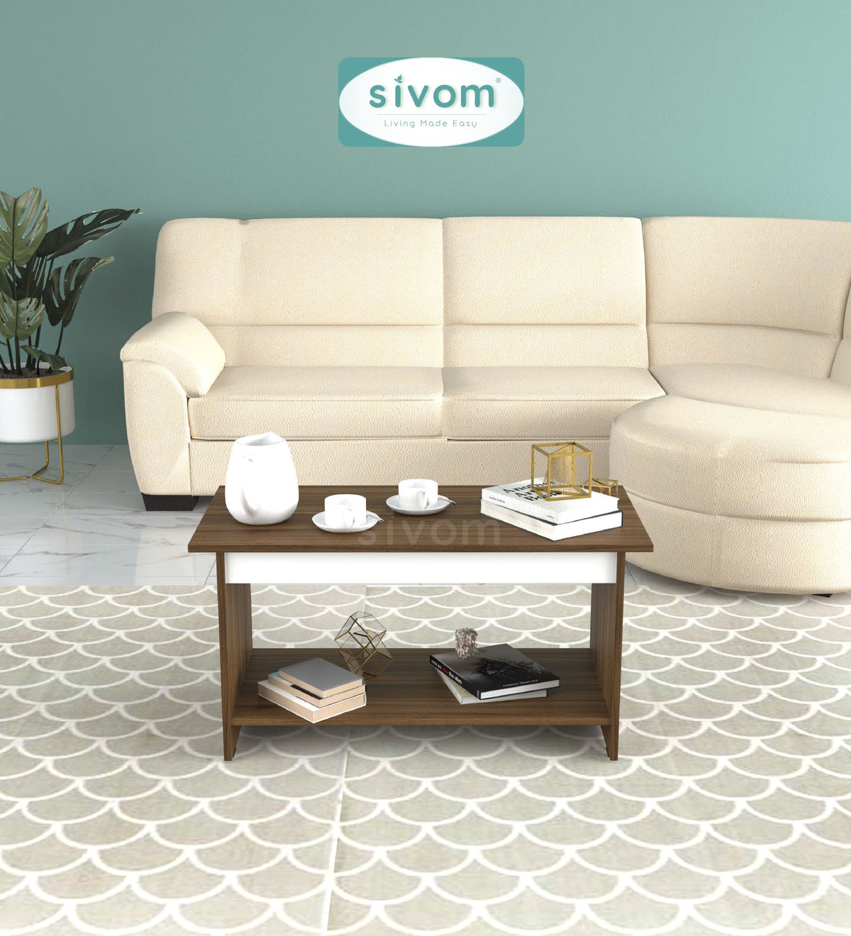 SIVOM Moto Multipurpose Centre Table / Engineered Wood Coffee Table for Modern Homes | Elegant Design & Premium Finish