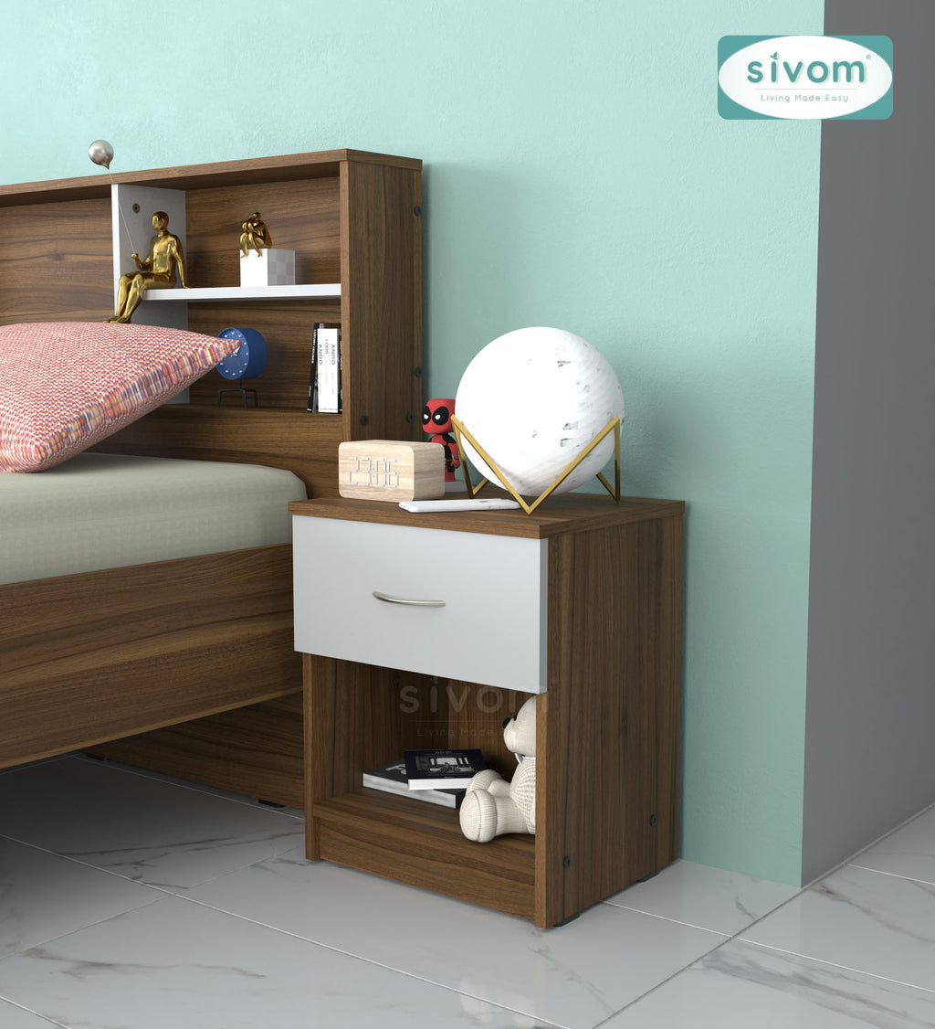 Sivom SIVOM Muse Multipurpose Side Table Engineered Wood Bedside Table for Modern Homes | Elegant Design & Premium Finish