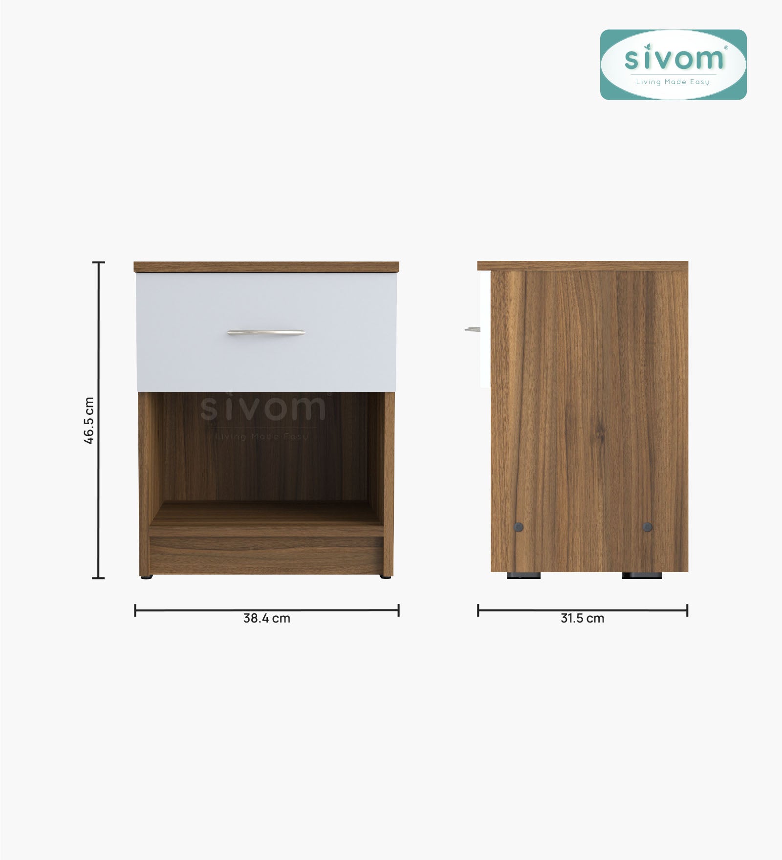 Sivom SIVOM Muse Multipurpose Side Table Engineered Wood Bedside Table for Modern Homes | Elegant Design & Premium Finish