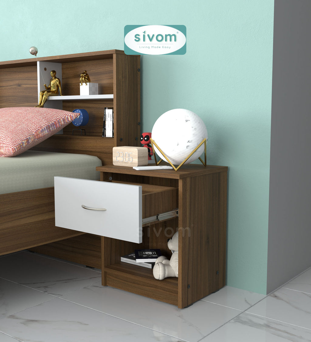 Sivom SIVOM Muse Multipurpose Side Table Engineered Wood Bedside Table for Modern Homes | Elegant Design & Premium Finish
