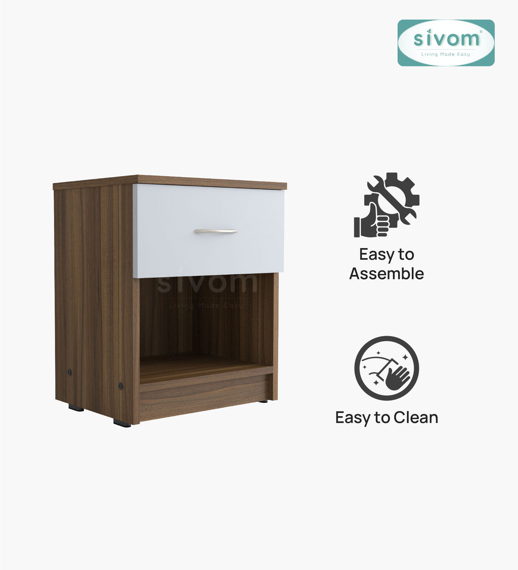 Sivom SIVOM Muse Multipurpose Side Table Engineered Wood Bedside Table for Modern Homes | Elegant Design & Premium Finish