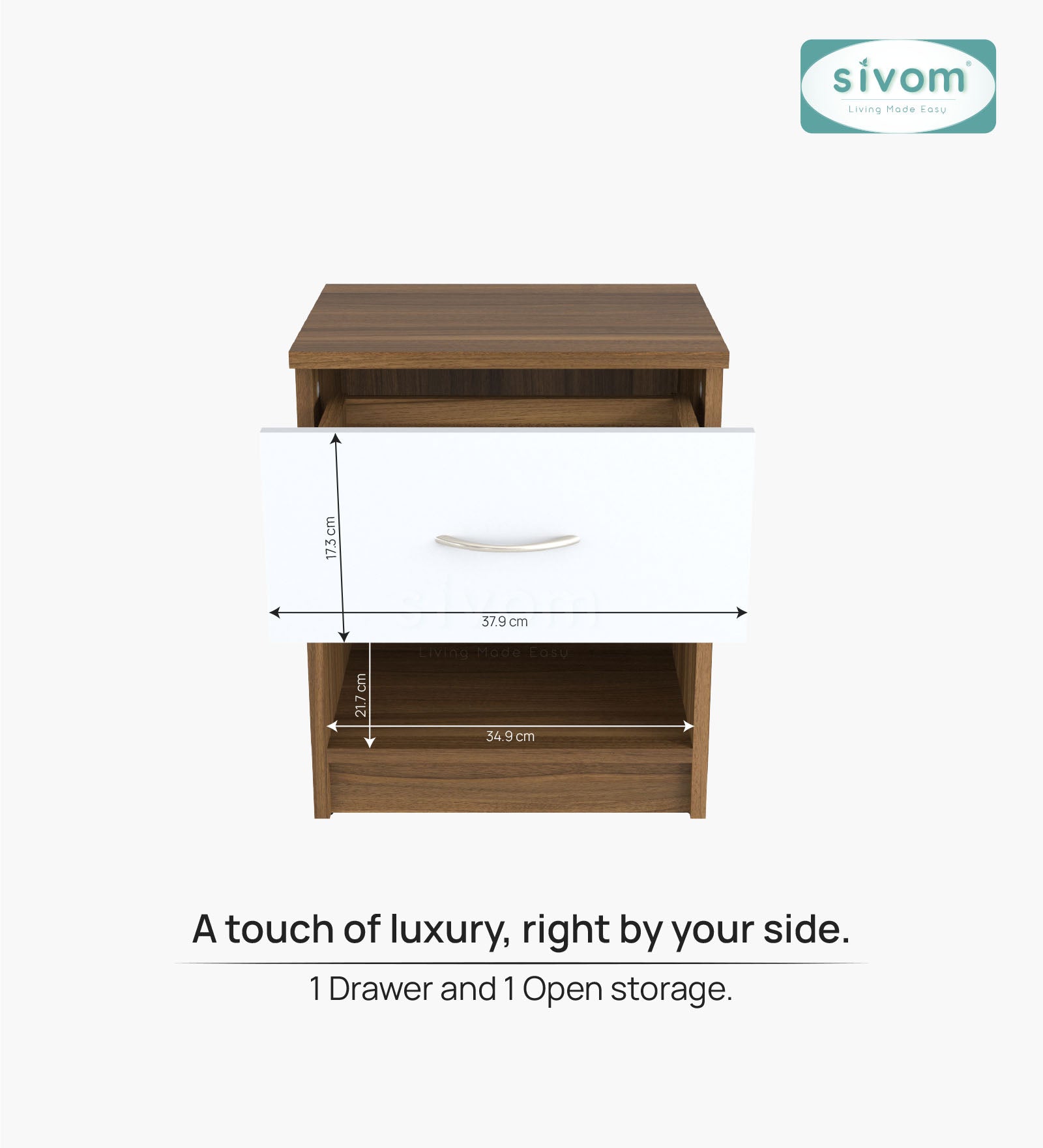 Sivom SIVOM Muse Multipurpose Side Table Engineered Wood Bedside Table for Modern Homes | Elegant Design & Premium Finish