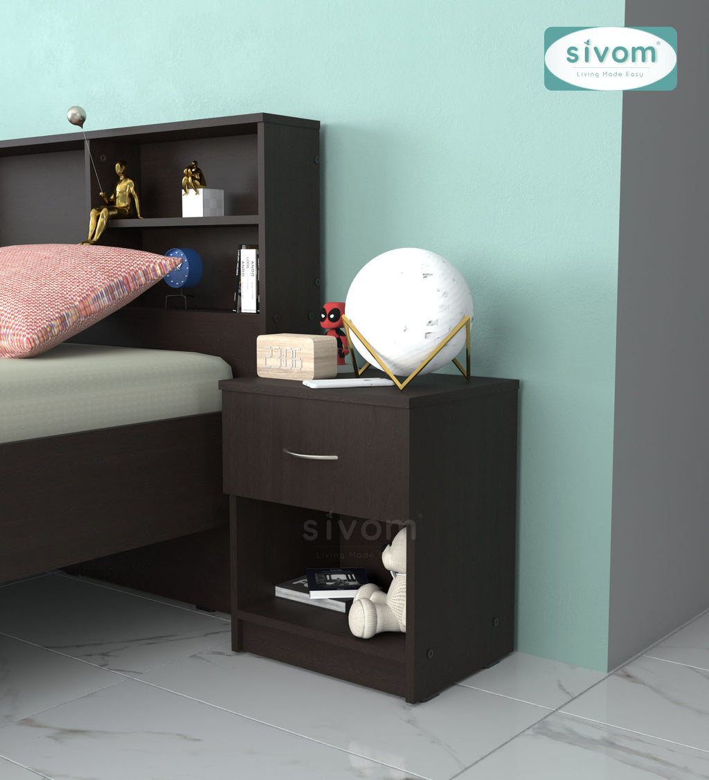 Sivom SIVOM Muse Multipurpose Side Table Engineered Wood Bedside Table for Modern Homes | Elegant Design & Premium Finish