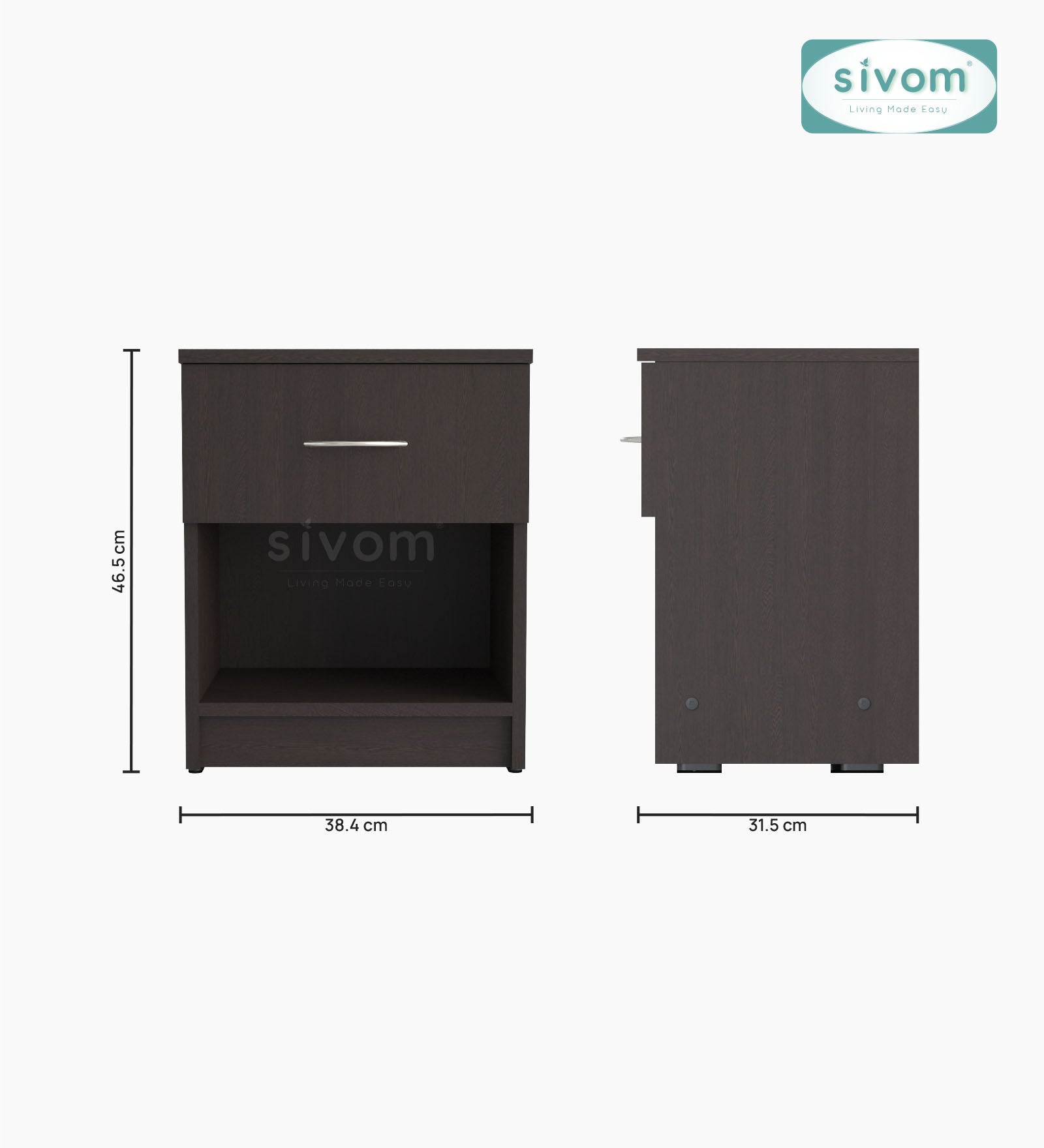 Sivom SIVOM Muse Multipurpose Side Table Engineered Wood Bedside Table for Modern Homes | Elegant Design & Premium Finish