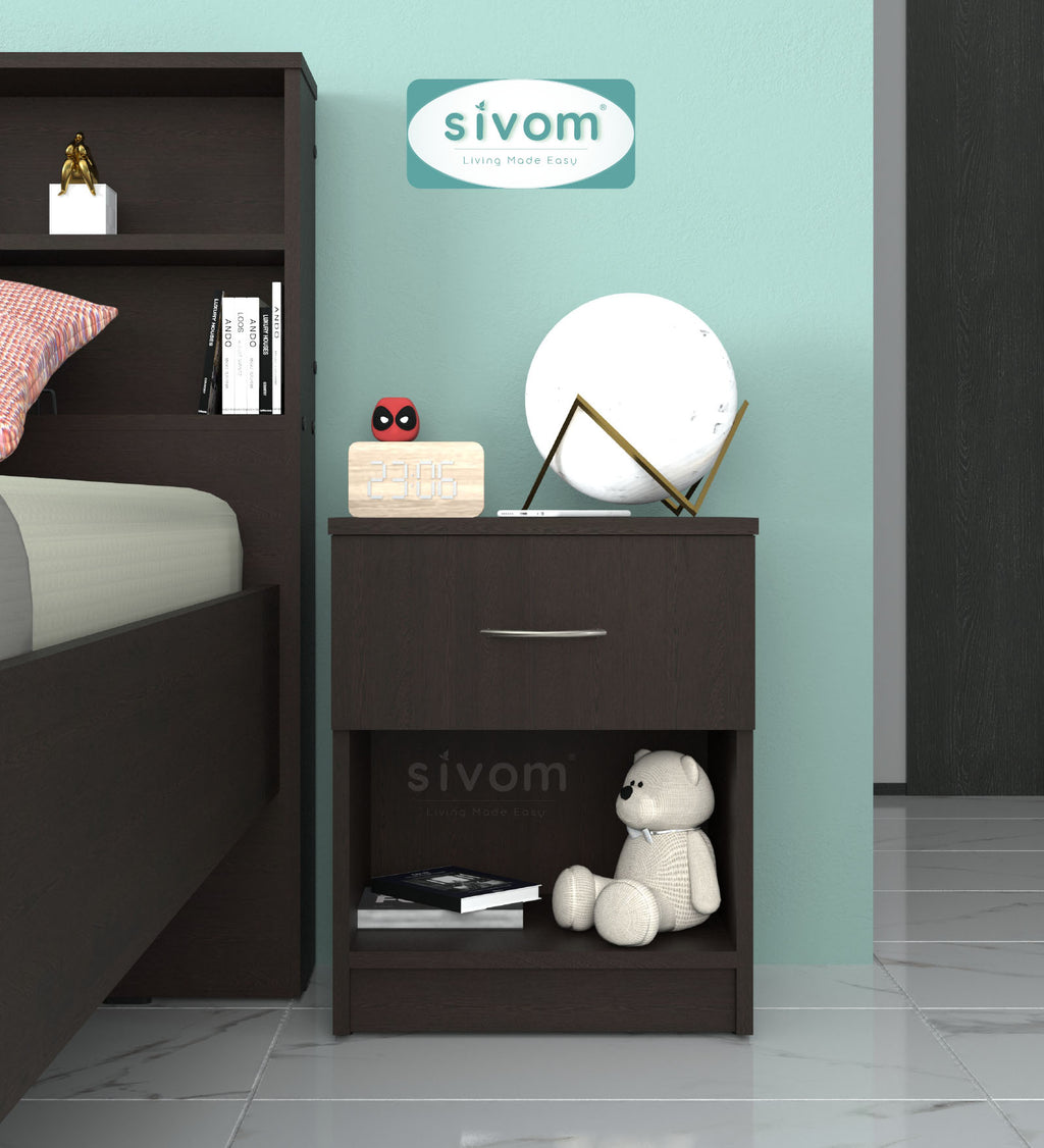 Sivom SIVOM Muse Multipurpose Side Table Engineered Wood Bedside Table for Modern Homes | Elegant Design & Premium Finish