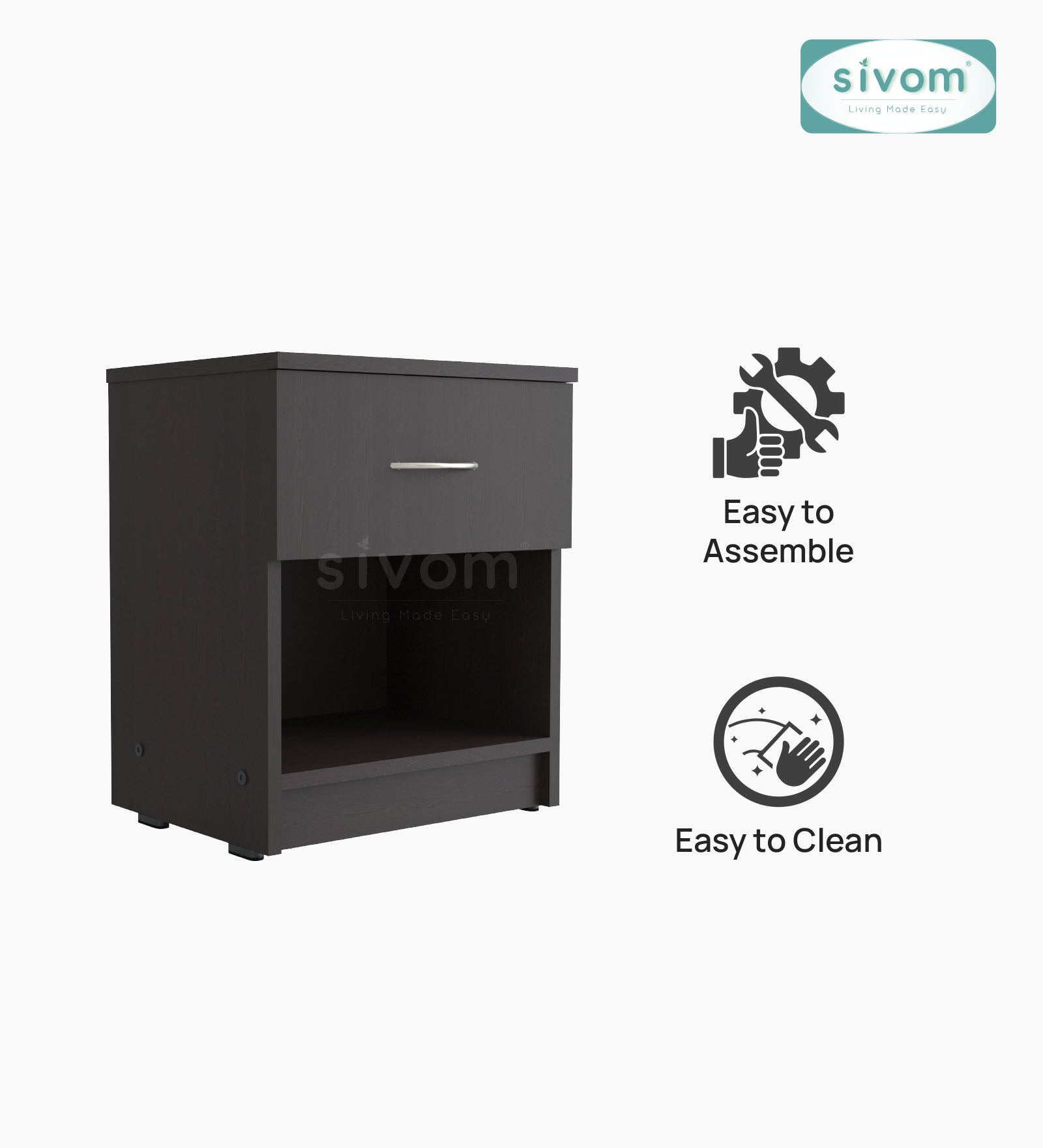 Sivom SIVOM Muse Multipurpose Side Table Engineered Wood Bedside Table for Modern Homes | Elegant Design & Premium Finish