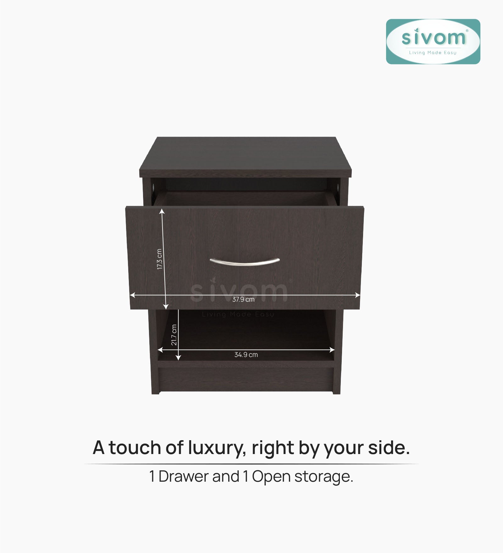 Sivom SIVOM Muse Multipurpose Side Table Engineered Wood Bedside Table for Modern Homes | Elegant Design & Premium Finish