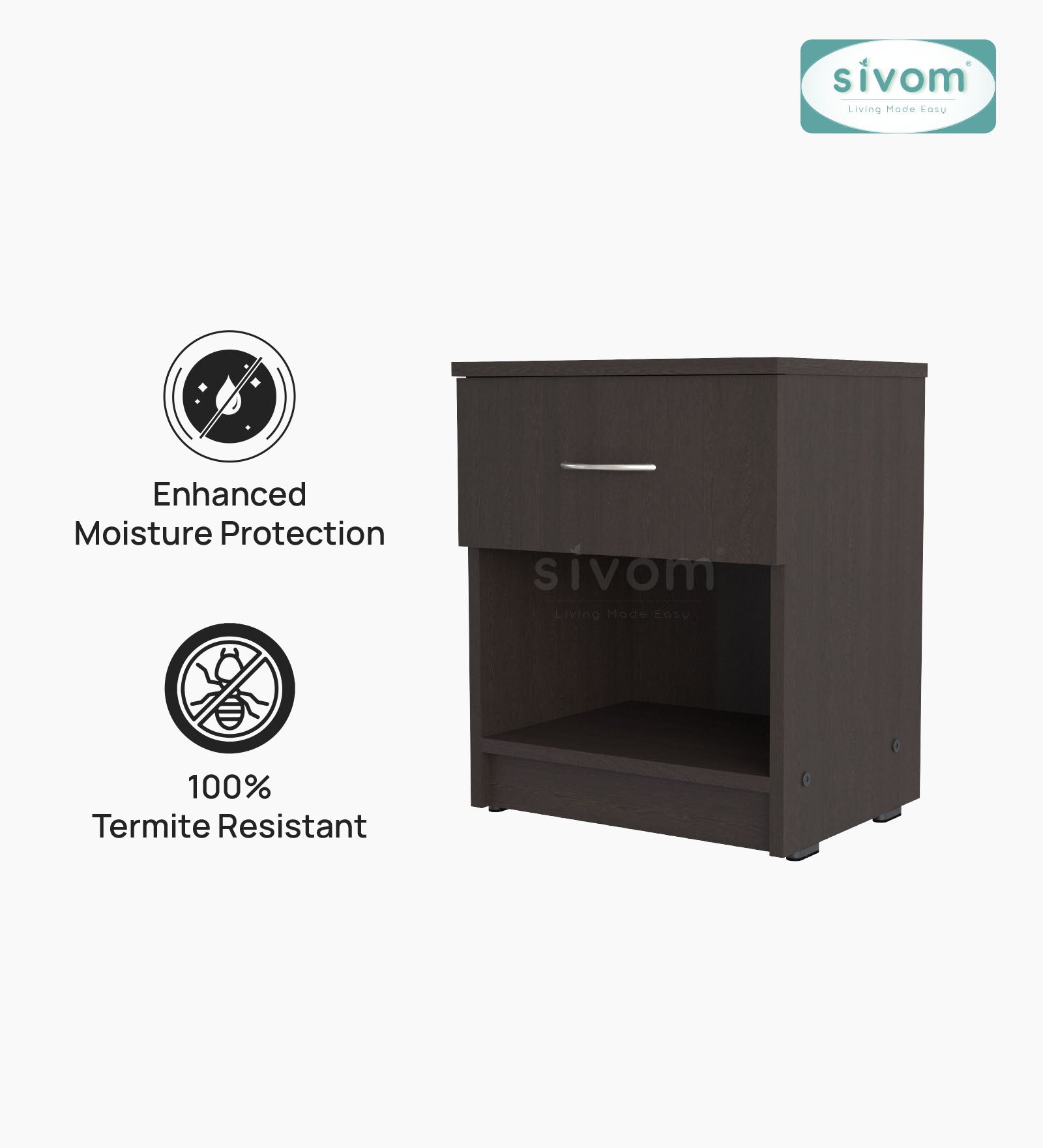 Sivom SIVOM Muse Multipurpose Side Table Engineered Wood Bedside Table for Modern Homes | Elegant Design & Premium Finish