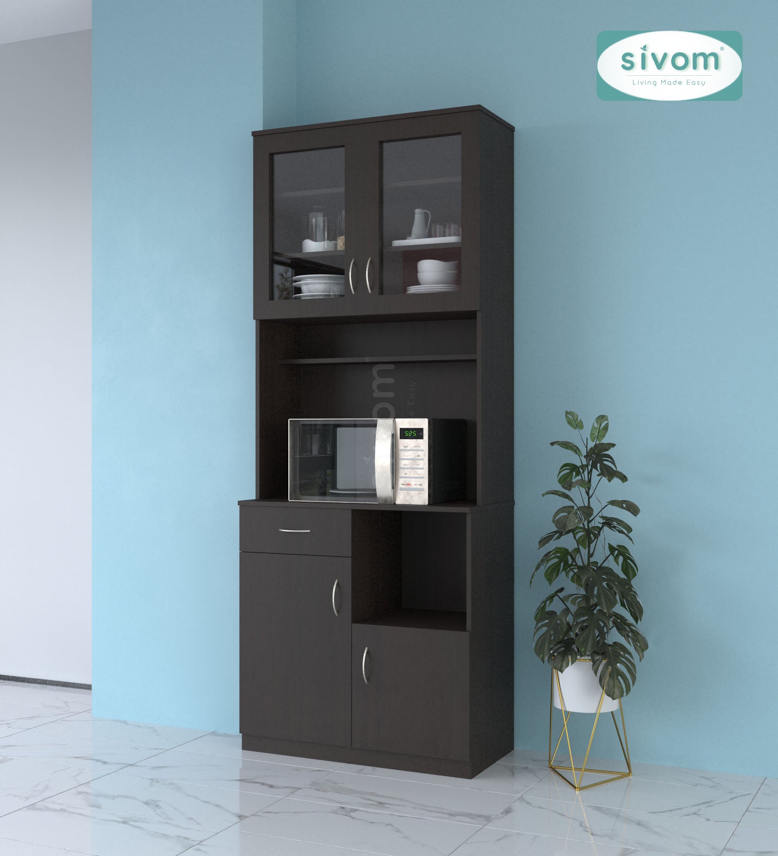 SIVOM Nebula Crockery Engineered Wood Unit for Modern Homes | Elegant Design & Premium Finish
