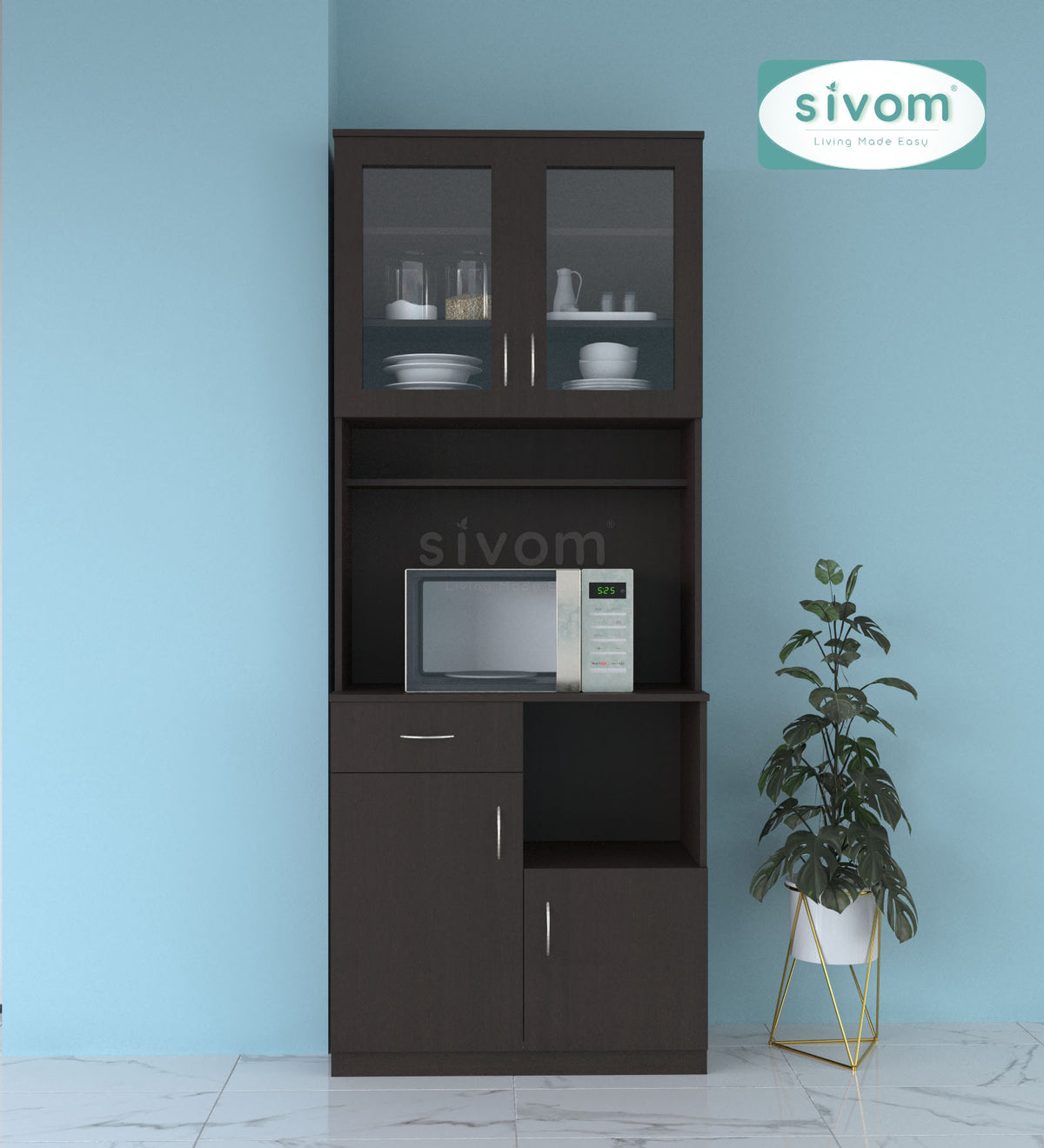 SIVOM Nebula Crockery Engineered Wood Unit for Modern Homes | Elegant Design & Premium Finish