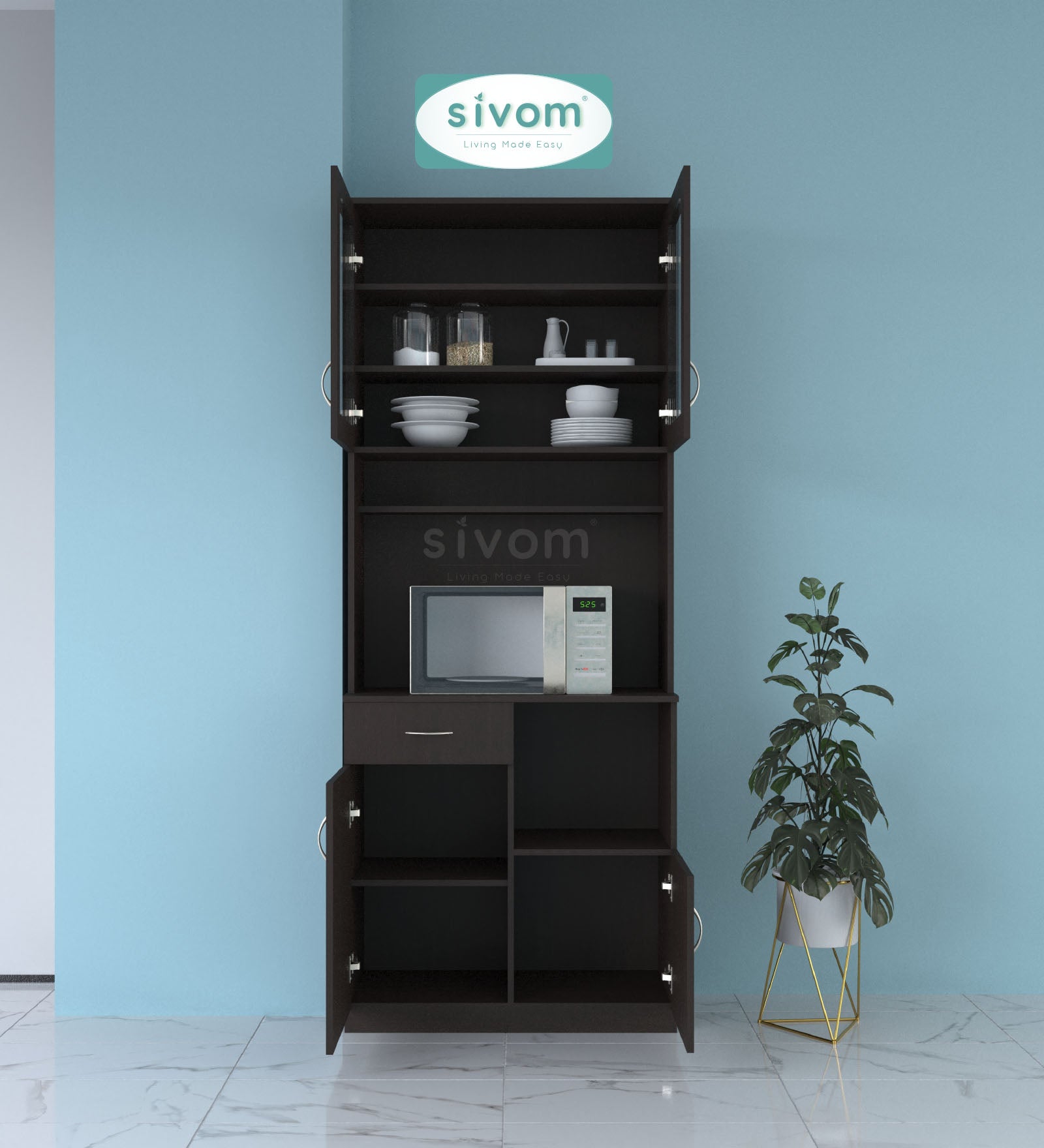 SIVOM Nebula Crockery Engineered Wood Unit for Modern Homes | Elegant Design & Premium Finish