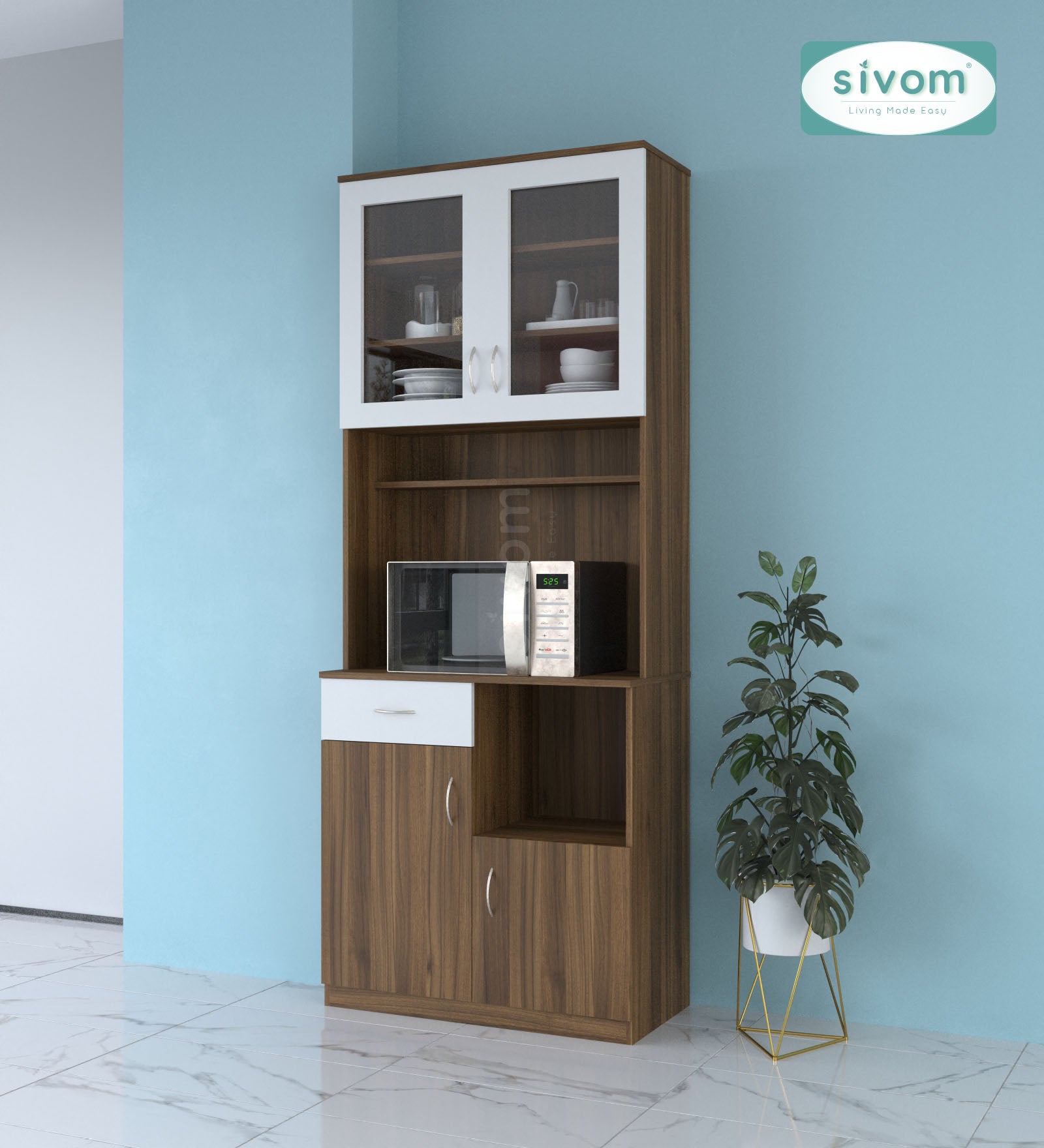 SIVOM Nebula Crockery Engineered Wood Unit for Modern Homes | Elegant Design & Premium Finish