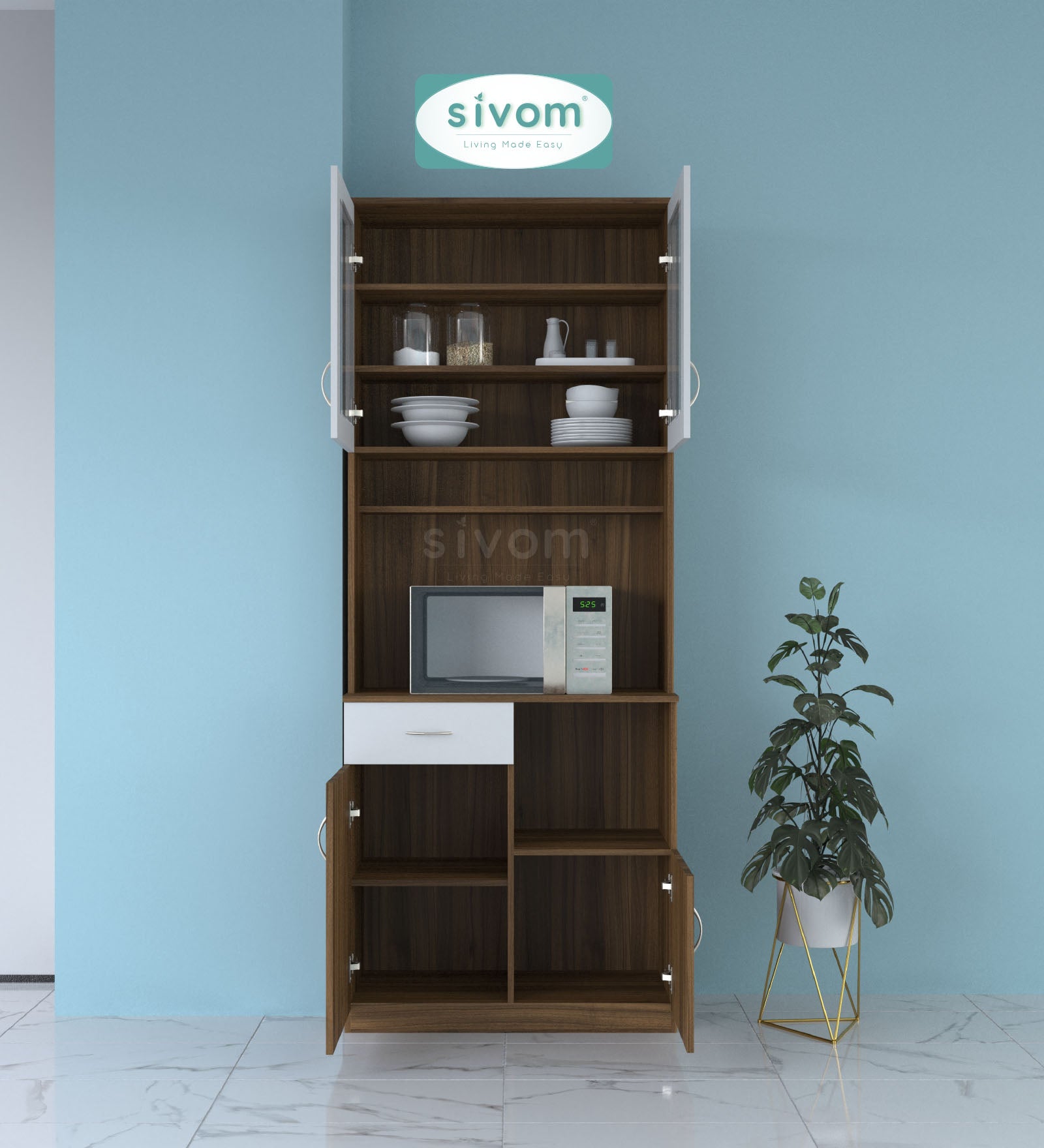 SIVOM Nebula Crockery Engineered Wood Unit for Modern Homes | Elegant Design & Premium Finish