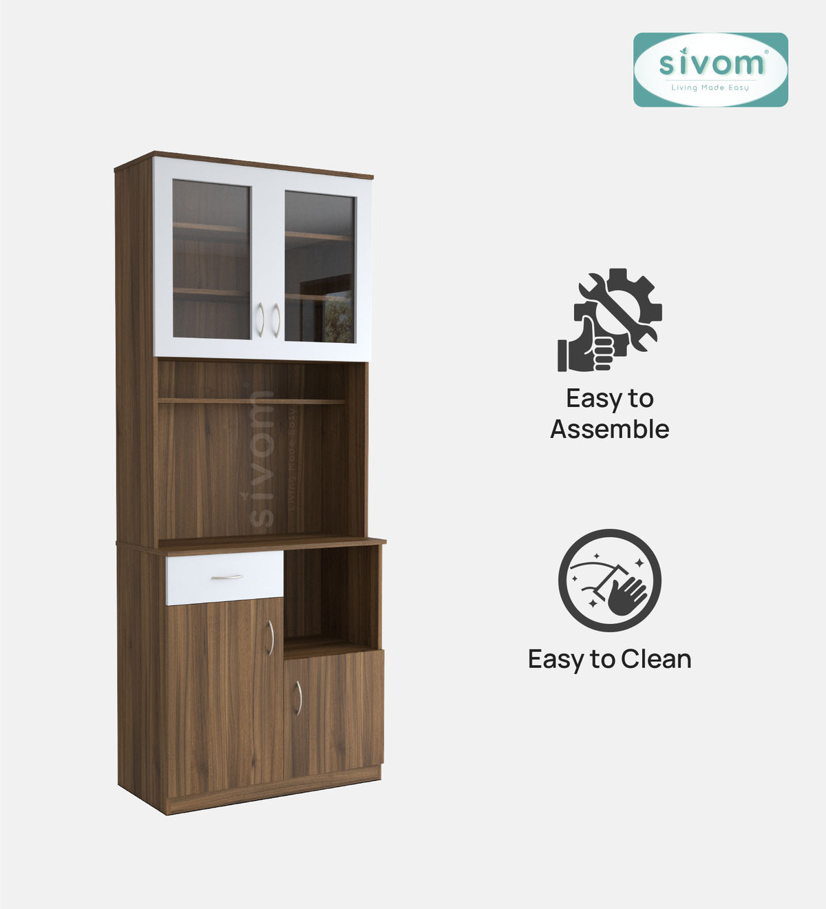 SIVOM Nebula Crockery Engineered Wood Unit for Modern Homes | Elegant Design & Premium Finish