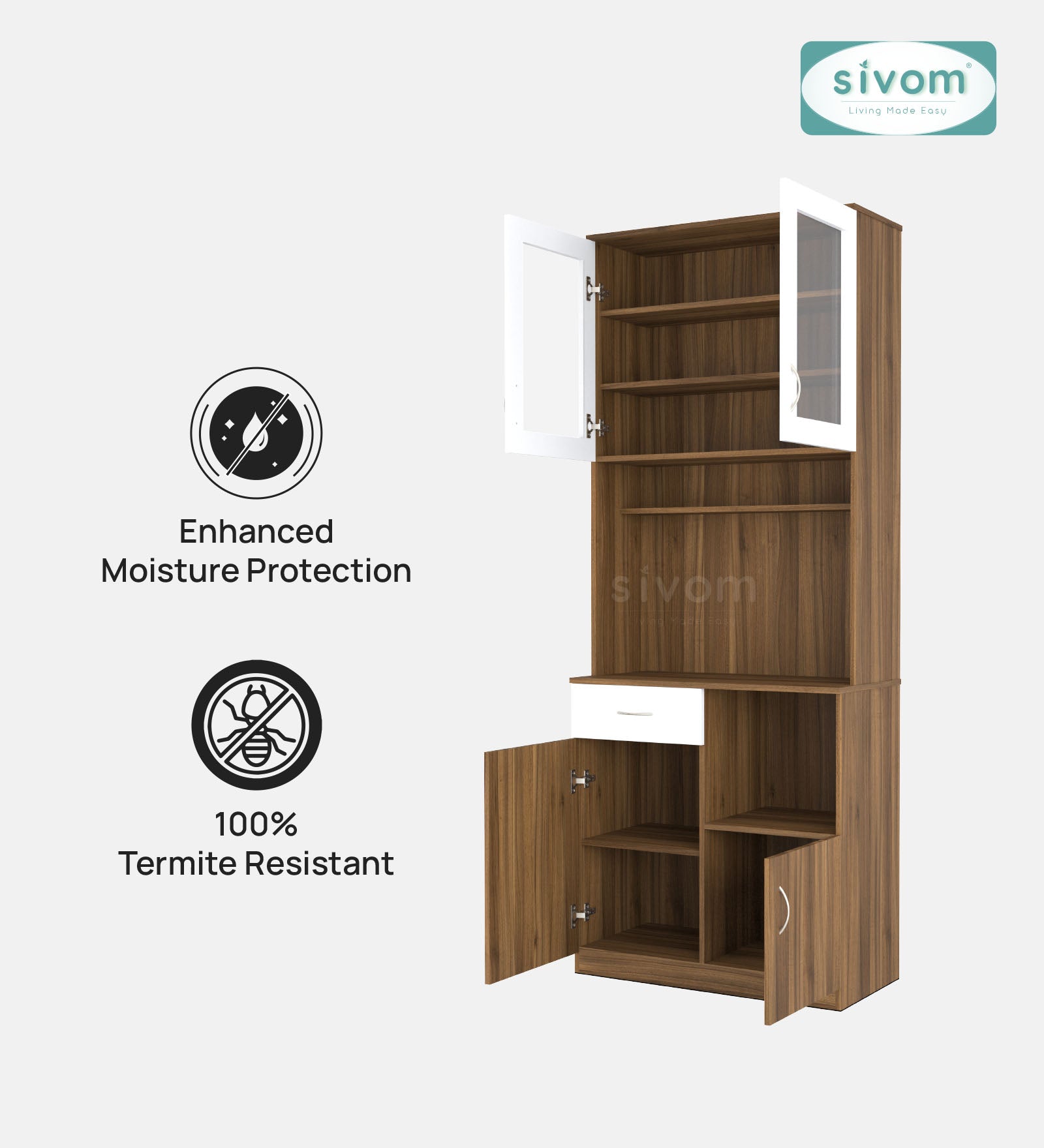 SIVOM Nebula Crockery Engineered Wood Unit for Modern Homes | Elegant Design & Premium Finish