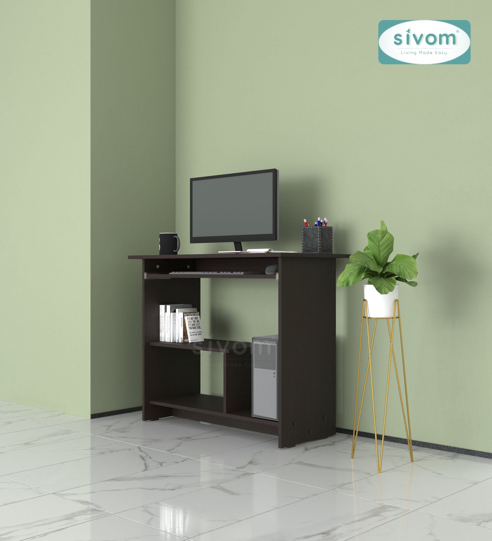 SIVOM Oasis Study/Home Office Engineered Wood Computer Desk for Modern Homes | Elegant Design & Premium Finish