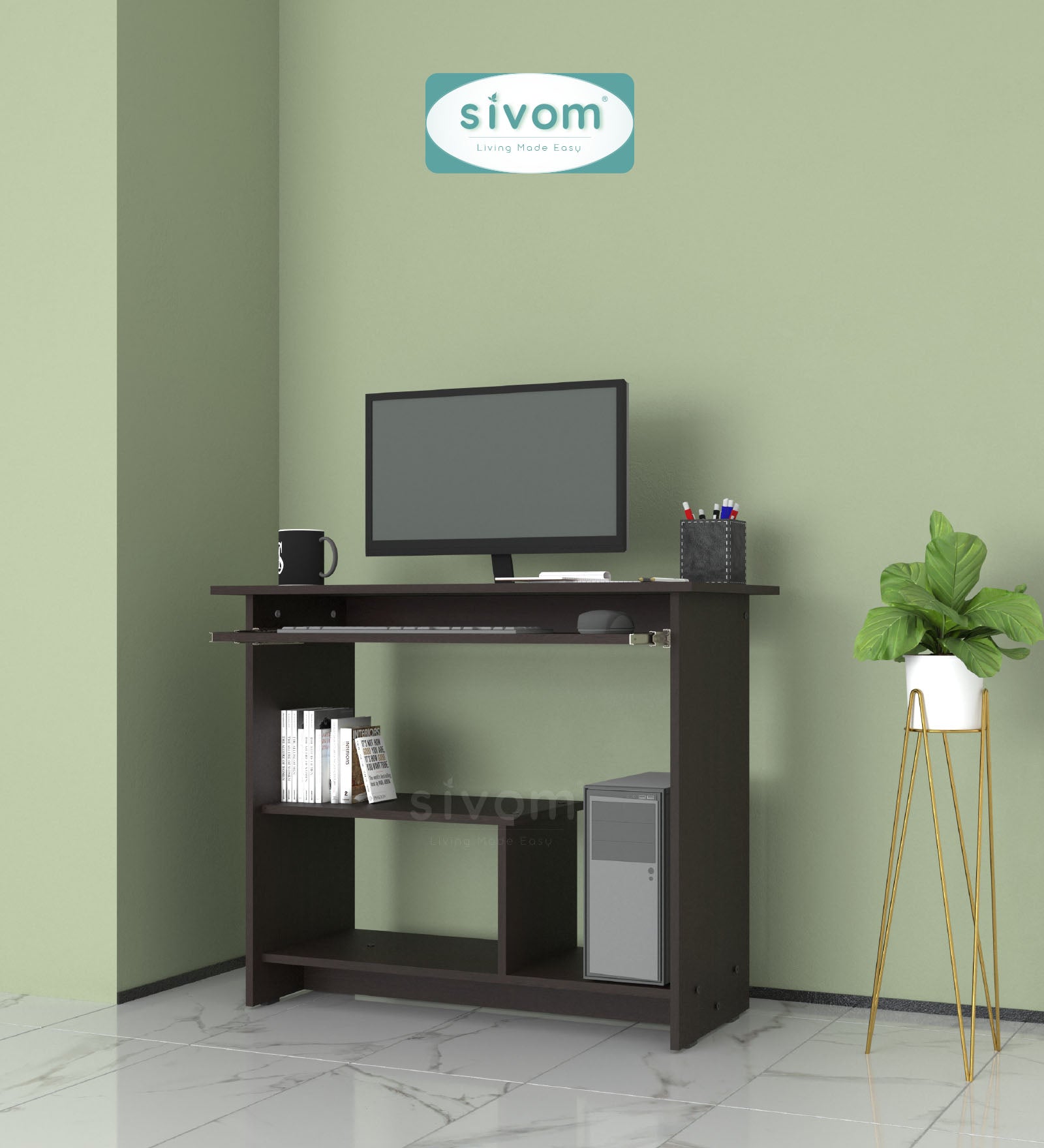 SIVOM Oasis Study/Home Office Engineered Wood Computer Desk for Modern Homes | Elegant Design & Premium Finish